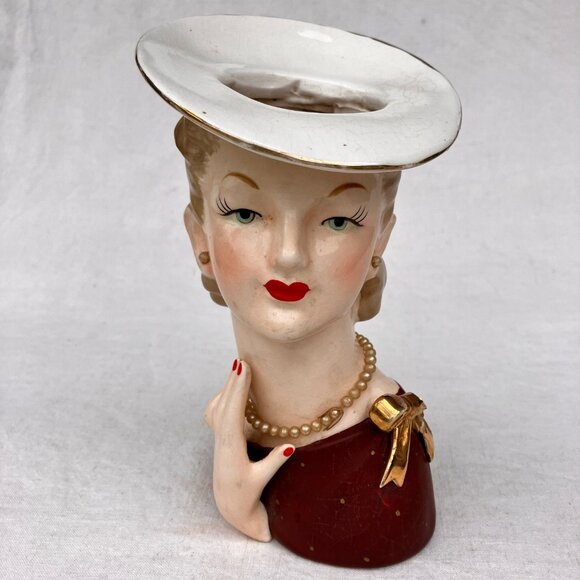 Napco Other - 1956 Napco Lady in Pearls Head Vase C2637A